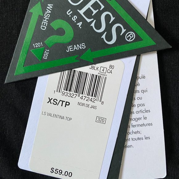 Guess Long Sleeved Top with Mesh V-neckline - Picture 4 of 7